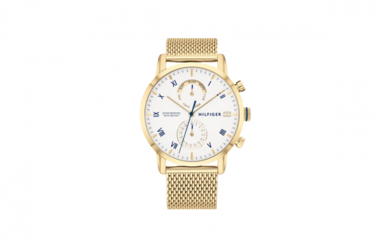 Tommy Hilfiger 1710403 – zegarek męski z białą tarczą i granatowymi elementami